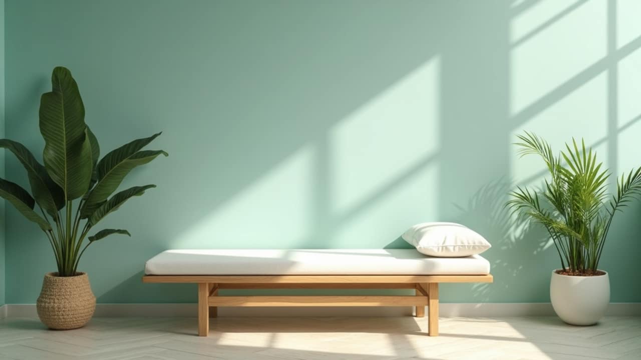 A pregnant person resting a hand on their lower back while sitting comfortably